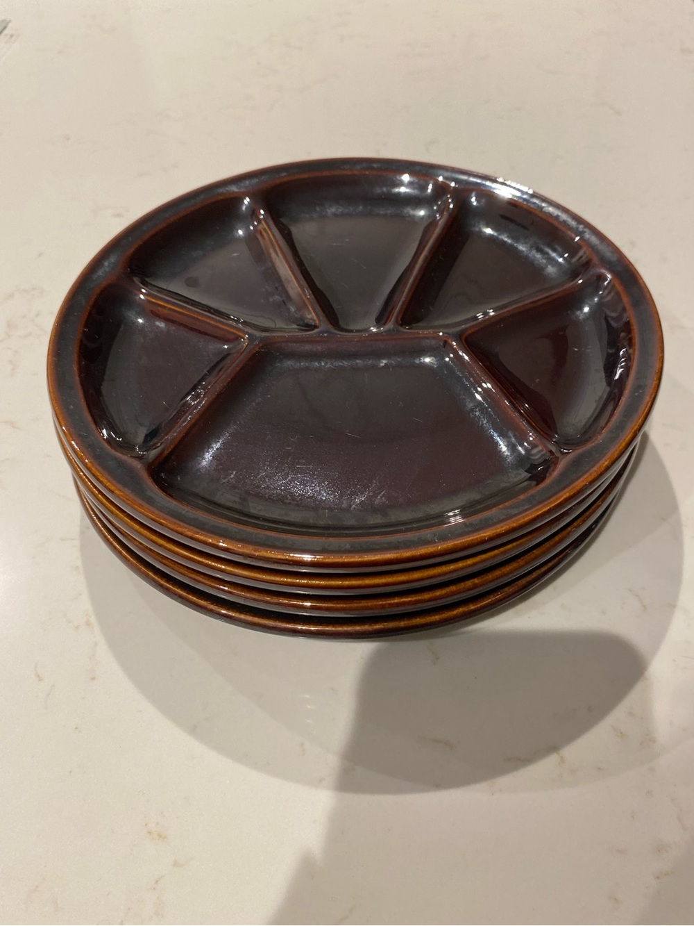 Stoneware Sectioned Snack Plate - Brown